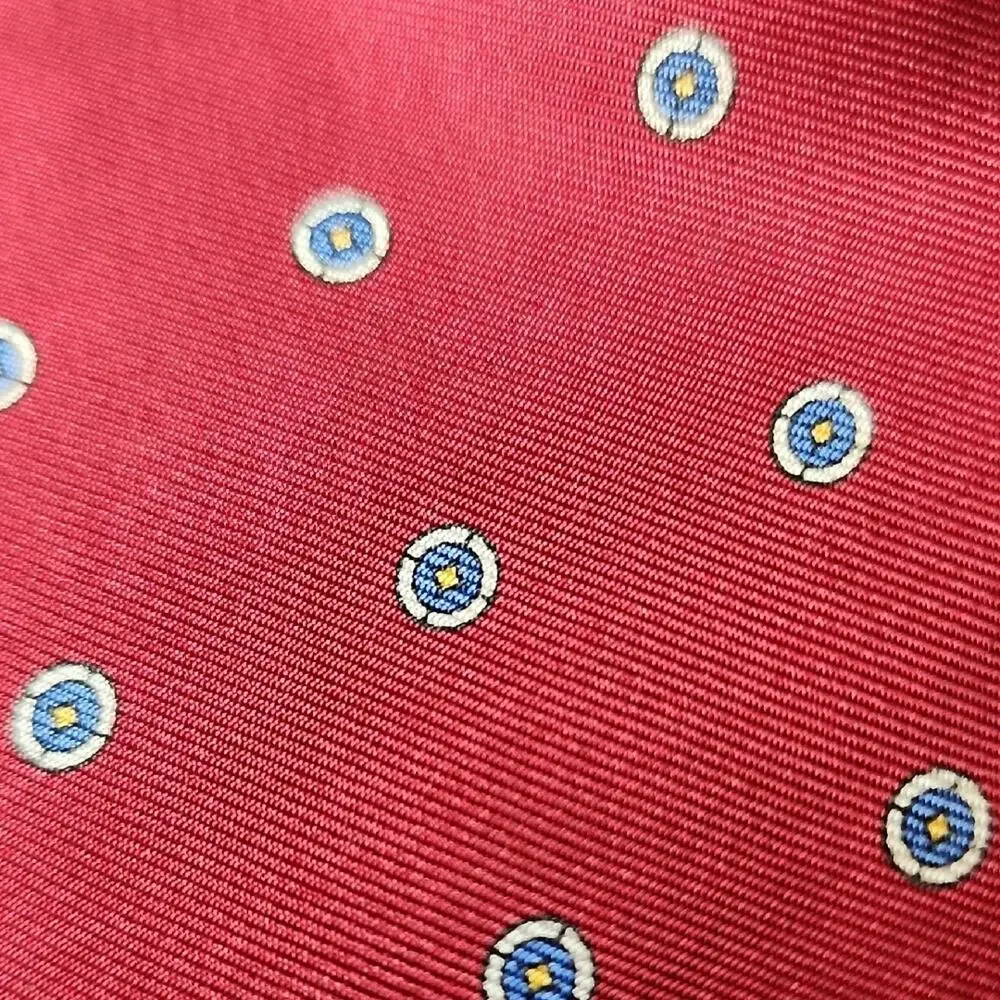 CHRISTIAN DIOR | Pink Blue‎ Polka Dot Italian Silk Necktie Made USA Designer Tie